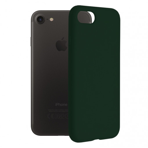Husa Pentru iPhone 7 / 8 / SE 2, SE 2020 / SE 3, SE 2022, Premium Silicon, Interior Alcantara, Matrix, Verde