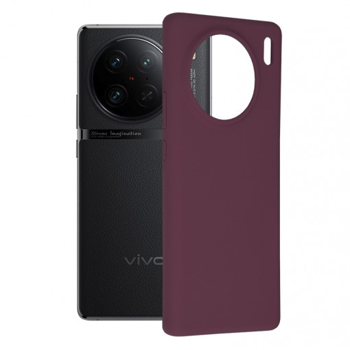 Husa Pentru Vivo X90 Pro, Premium Silicon, Interior Alcantara, Matrix, Violet
