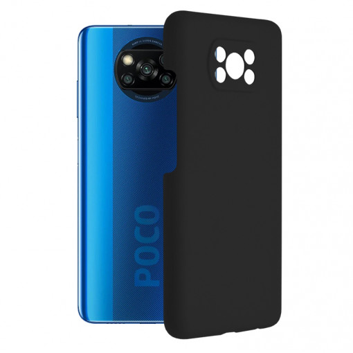 Husa Pentru Xiaomi Poco X3 / Poco X3 NFC / Poco X3 Pro, Premium Silicon, Interior Alcantara, Matrix, Negru