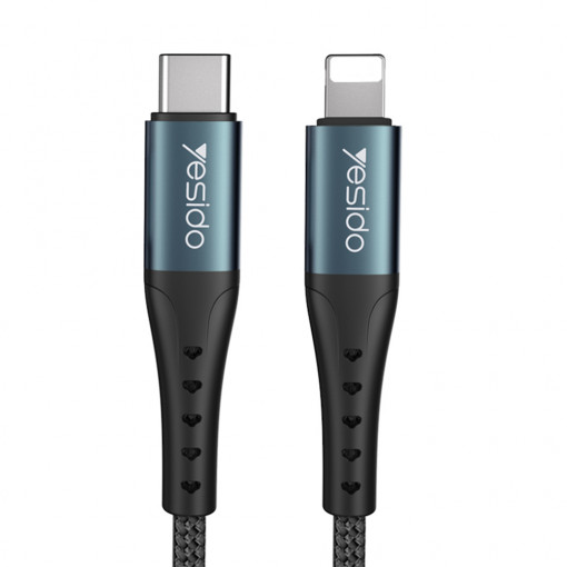 Cablu Compatibil cu Mufa Lightning - USB Tip C, 18W, 2.4A, PD, 1.2m, Yesido (CA-64), Negru
