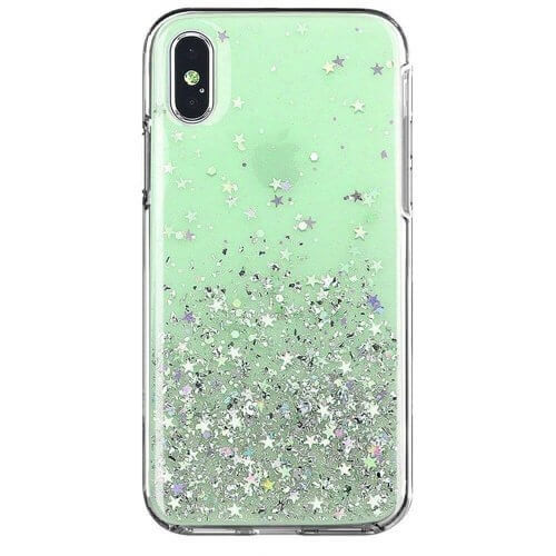 Husa Compatibila cu iPhone 12 / 12 Pro, Star Glitter Shining, Sclipici, Verde