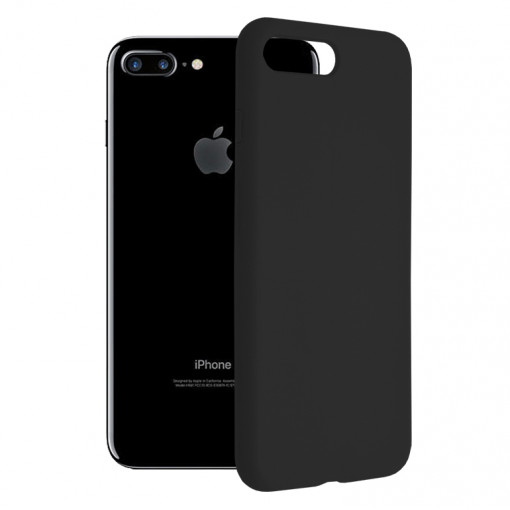 Husa Pentru iPhone 7 Plus / 8 Plus, Premium Silicon, Interior Alcantara, Matrix, Negru