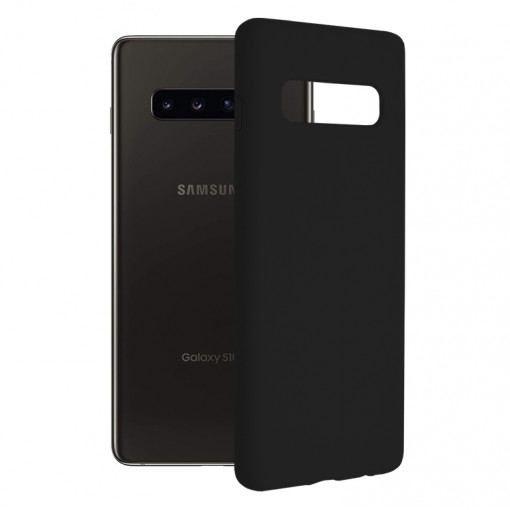 Husa Pentru Samsung Galaxy S10 Plus, Premium Silicon, Interior Alcantara, Matrix, Negru