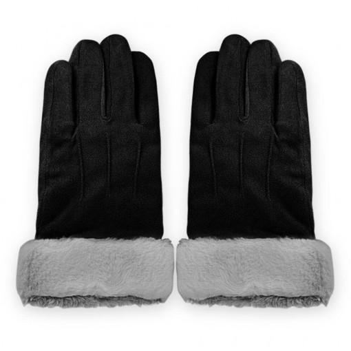 Manusi Touchscreen, Cu Blana, Winter Gloves, Alb si Negru