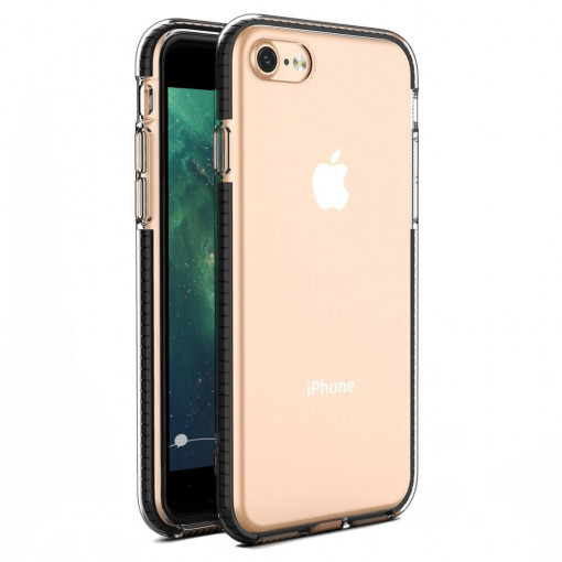 Husa Compatibila cu iPhone SE 2020 / Compatibila cu iPhone 8 / Compatibila cu iPhone 7, Silicon, Spring Case, Rama Neagra