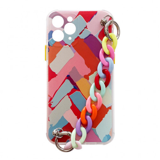 Husa Compatibila iPhone 12 Pro, Color Chain Case Flexible, Cu Lantisor Inclus, Multicolor 1
