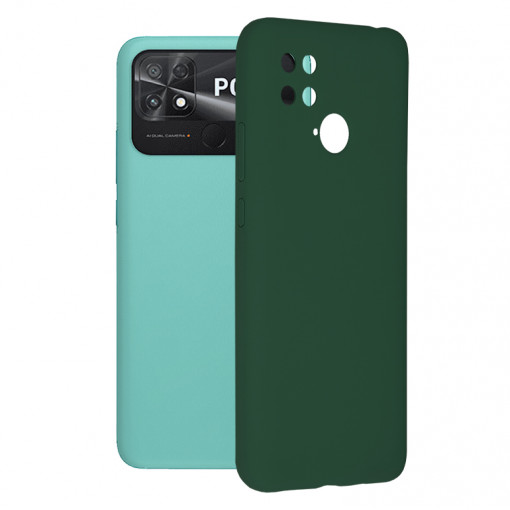 Husa Pentru Xiaomi Poco C40, Premium Silicon, Interior Alcantara, Matrix, Verde
