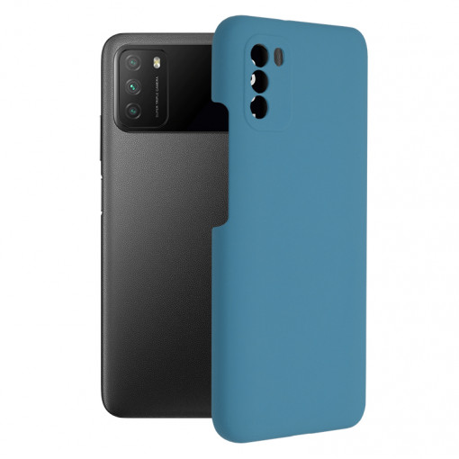Husa Pentru Xiaomi Poco M3, Premium Silicon, Interior Alcantara, Matrix, Albastru