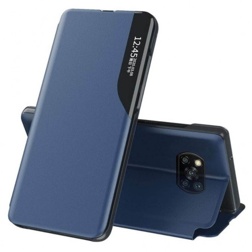 Husa Pentru Xiaomi Poco X3 / X3 NFC / X3 Pro , Smart View Case, Functie Stand, Flip / Carte, Matrix, Albastru