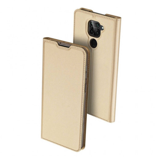 Husa Xiaomi Redmi Note 9 / Redmi 10X 4G, Flip / Book, Stand si Buzunar Card, DUX DUCIS, Piele Ecologica, Gold