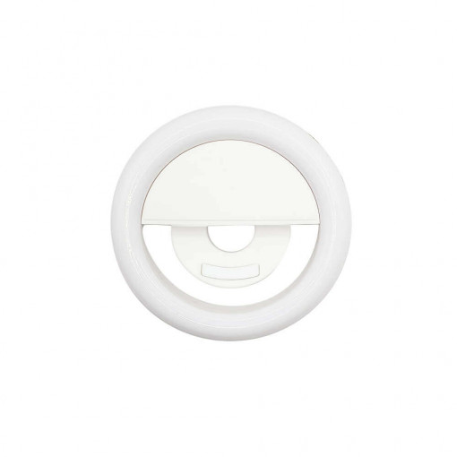 Selfie Ring Light, Lampa Portabila cu LED, Selfie Telefon, Lumina RGB (Multicolora) Alb