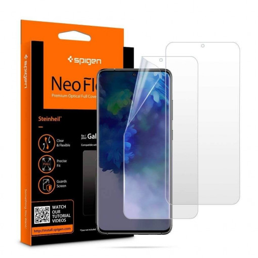 Set 2 x Folie Compatibila cu Samsung S20 Plus, Spigen Neo Flex, Autoregenerabila, Flexibila