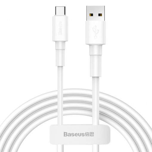 Cablu USB - USB C, 3A, 1M, Baseus Durable, Alb