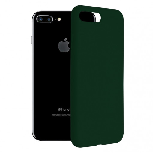 Husa Pentru iPhone 7 Plus / 8 Plus, Premium Silicon, Interior Alcantara, Matrix, Verde