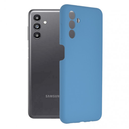 Husa Pentru Samsung Galaxy A13 5G / A04s, Premium Silicon, Interior Alcantara, Matrix, Albastru