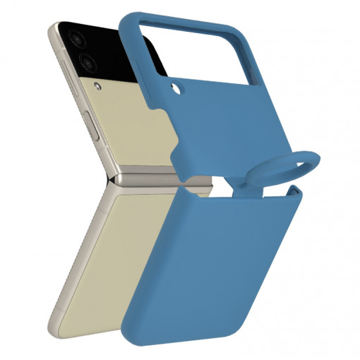 Husa Pentru Samsung Galaxy Z Flip3 5G, Premium Silicon, Interior Alcantara, Matrix, Albastru