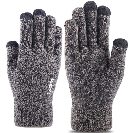 Manusi Iarna TouchScreen Woolen Gloves, Tech, Gri
