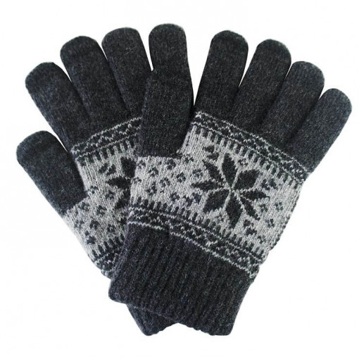 Manusi Touchscreen, Anti - Alunecare, Winter Stripped Gloves, Model Gri