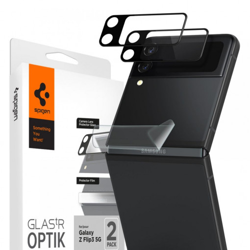 Pachet 2 buc Protectie Pentru Camera Samsung Galaxy Z Flip 3 5G, Spigen - Optik.TR, Negru