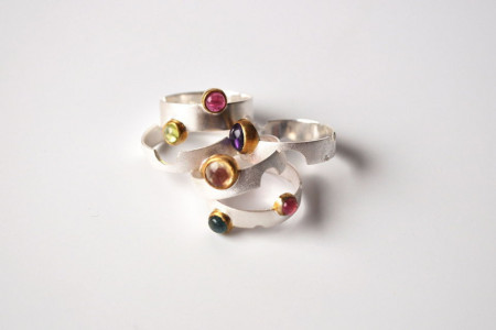 match point sterling silver multi-stone puzzle rings set - Img 1