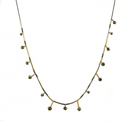 Supernova2 sterling silver and 14k/20 gold filled pyrite drops necklace