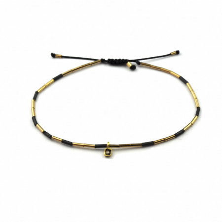 bracelet in oxidized sterling silver, 14k20 gold-filled and 18k gold set diamond