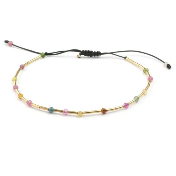 Candies adjustable bracelet with multicolored tourmaline