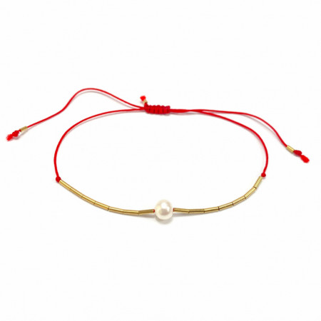 Pearl Bracelet in 14k/20 gold-filled on red cord