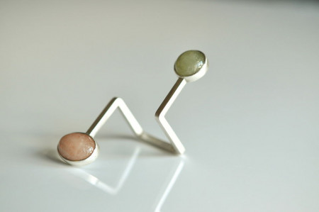 90° two beryls open ring in sterling silver