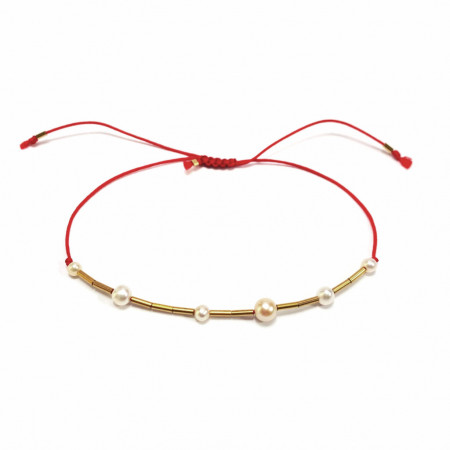 Pearls Play Bracelet in 14k/20 gold-filled red cord