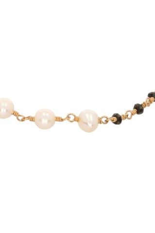 Bratara asimetrica din gold-filled de 14k/20, spinel negru si perle de cultura albe design Corina Mardari