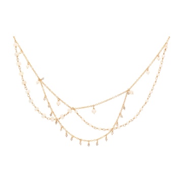 colier cu drapaje din gold filled de 14k/20, perle de cultura, safire albe si labradorite