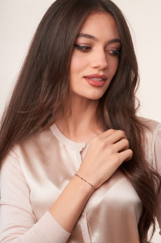bratara reglabila pe snur din gold-filled de 14k/20 si granate Corina Mardari