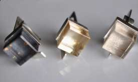 inel Magic Cube din argint placat cu aur si cuart - Img 2