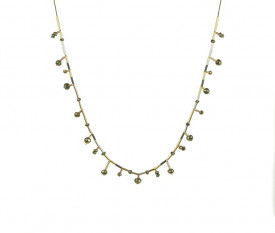Colier in design minimalist realizat manual din  gold filled 14k/20, argint si margele de pirita, Corina Mardari & moonSun project.