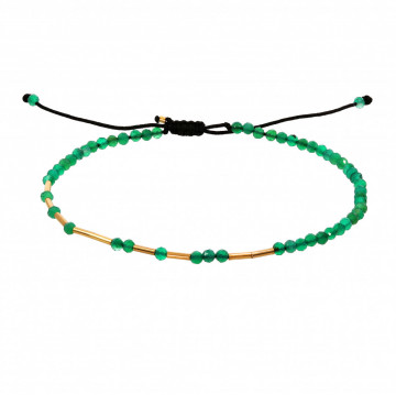 bratra pe snur din gold-filled /aur filat de 14k/20 si onix verde