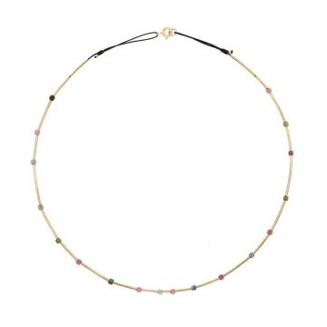 colier cu turmaline multicolore si elemente din gold filled de 14k/20