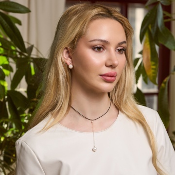 colier la baza gatului cu perla de cultura, piele naturala si gold filled de 14k/20 - Img 3