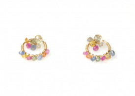 cercei blossom cu safire multicolore si gold filled 14k/20