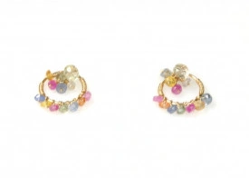 cercei blossom cu safire multicolore si gold filled 14k/20