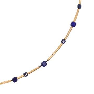 colier reglabil pe snur din gold-filled de 14k/20 si lapislazuli Corina Mardari