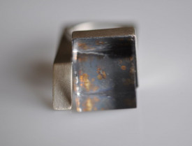 Magic Cube oxidized sterling silver quartz ring - Img 2