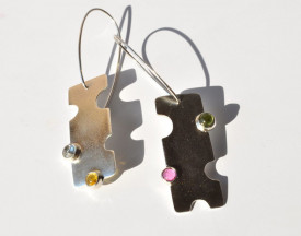 Match Point silver earrings with tourmaline, aquamarine and citrine - Img 2