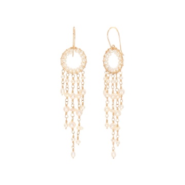 cercei cu perle de cultura albe din gold filled de 14k/20 Rainfall