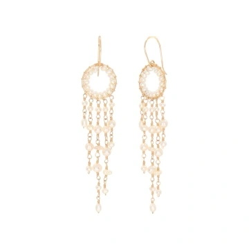 cercei cu perle de cultura albe din gold filled de 14k/20 Rainfall