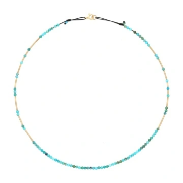 colier cu turcoaze si elemente din gold filled de 14k/20