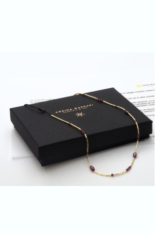 colier din gold filled de 14k/20 (aur filat) cu granate - Img 3