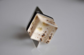 inel Magic Cube din argint, cu cub din cuart  - Img 2