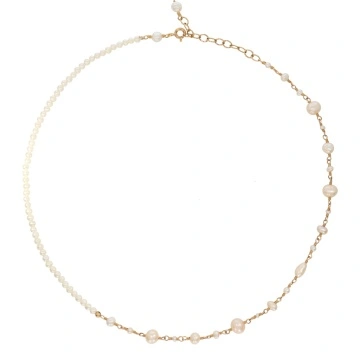 colier la baza gatului cu perle de cultura si elemente din gold filled de 14k/20 Pearl Fusion III