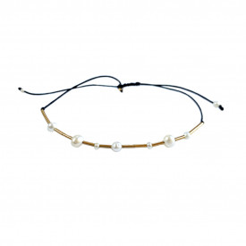 Bratara Pearls Play din gold-filled de 14k/20 si perle de cultura albe design Corina Mardari